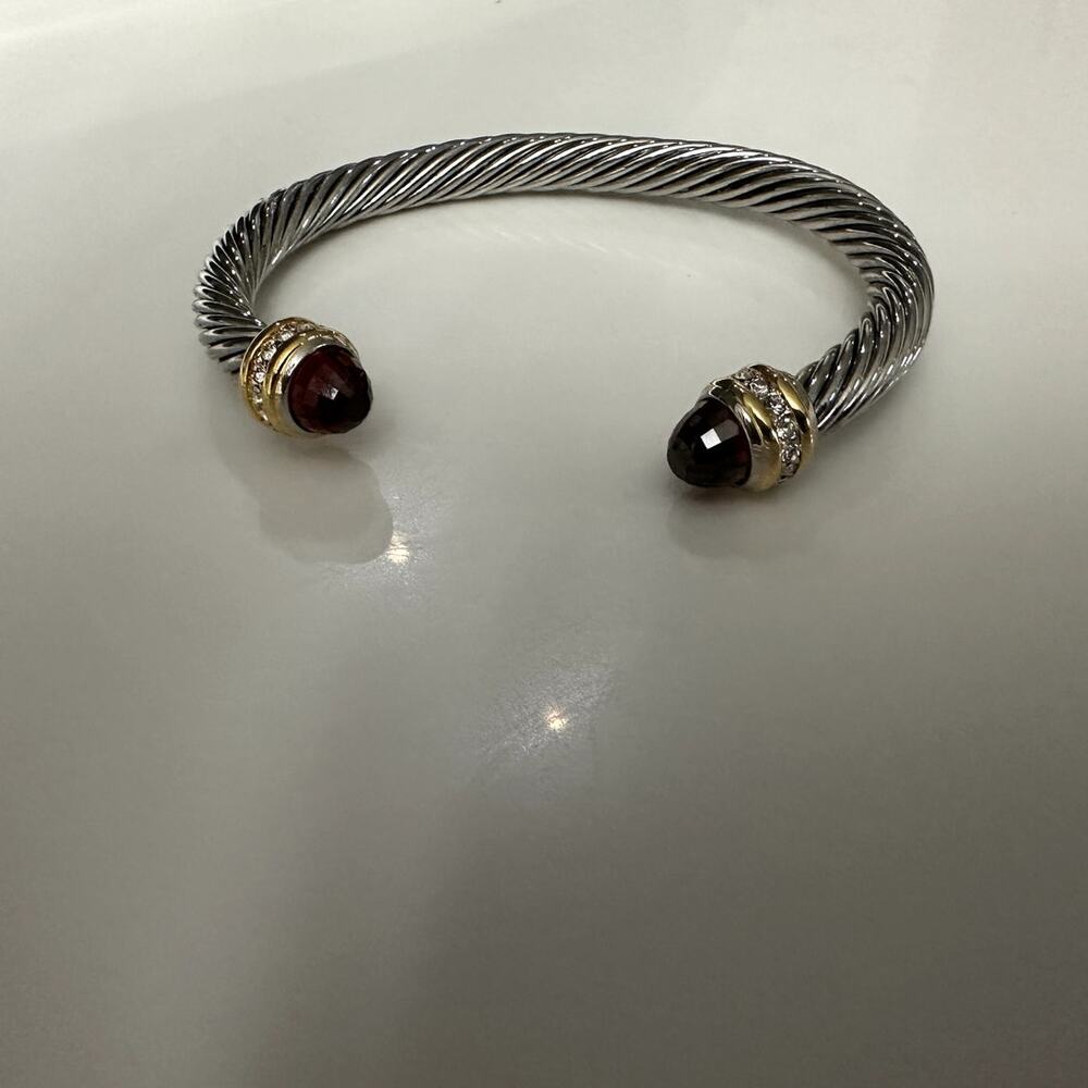 Ladies Cuff Cable Bangle Bracelet Stackable Red S… - image 2